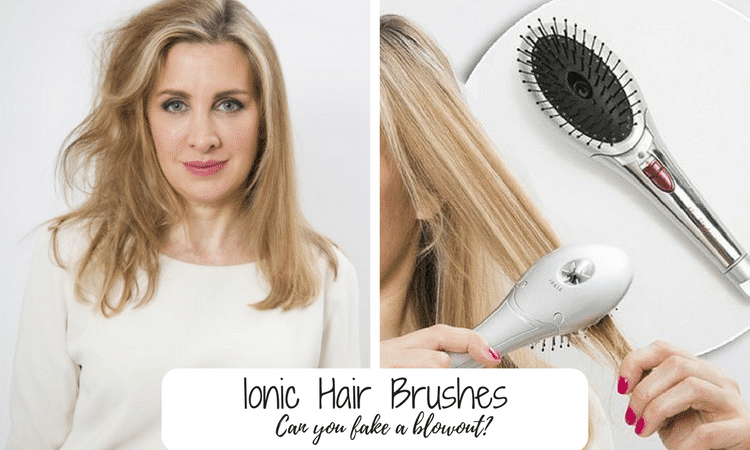 woman using an ionic hair brush